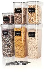 köken Set 8/7/6 recipiente depozitare Koken, sigure pentru cuptorul cu microunde/masina de spalat vase/congelator, Caserole etanșe depozitare alimente, plastic fara BPA, Transparent/Negru - koken - 129,00 R