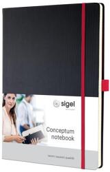 Sigel Jegyzetfüzet, exkluzív, A4, kockás, 97 lap, keményfedeles, SIGEL Conceptum Red Edition , fekete-piros (CO660)