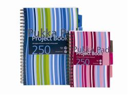 Pukka Pad Spirálfüzet, A4, vonalas, 125 lap, PUKKA PAD Stripe project book (A15555081/PROBA4-LINED)