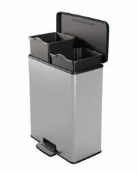 Keter Pedálos szemetes, újrahasznosított műanyag, kivehető vödörrel, 2x26 l, CURVER Deco bin duo , fekete/ezüst (251002) - tabexpress