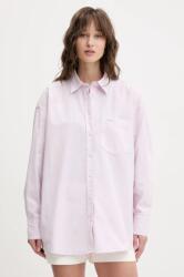 Guess Jeans pamut ing női, galléros, lila, relaxed, W4YH22 WGCF1 - rózsaszín M