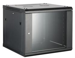 HIKVISION Rackszekrény - 19" fali kivitel (9U, 600x600x500, fekete, egyrekeszes, üvegajtós, max. 60 kg) (DS-XS6609-S/B)