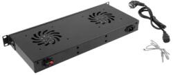 Lanberg Аксесоар, Lanberg 19" fan unit / ventilation panel with lcd 2 fans + thermostat, 230V, black (AK-1502-B)