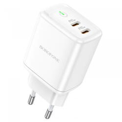 BOROFONE Incarcator Retea Borofone BN9, 35W, 3A, 2 x USB-C, Alb (inc/bor/bn/35/3a/2x/al)