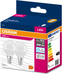 OSRAM E14 LED Value Classic 7, 5W, 806 lm, 6500 K, 60 W izzó helyett (2 darabos) (4058075479319)