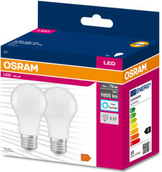OSRAM E27 LED Value Classic 10W, 1055 lm, 6500 K, 75 W izzó helyett (2 darabos) (4058075479074)