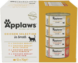 Applaws 12x70g Applaws Csirkeválogatás húslében konzerv nedves macskatáp 9+3 ingyen