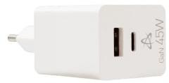 SBOX HC-45 USB-A, USB Type-C hálózati töltő 45W fehér