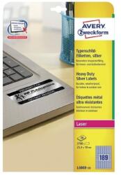 AVERY L6008-20 25, 4x10 mm vízálló 3780 db-os ezüst etikett (L6008-20) - officedepot