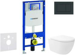 Geberit Duofix - Előfali szerelő készlet, Oudee Vortex WC és softclose ülőke, Sigma30 vezérlőgomb, fényes fekete/matt fekete SANI11CA5147 (SANI11CA5147)