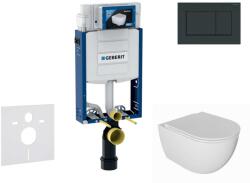 Geberit Kombifix - Előfali szerelő készlet, Oudee WC és softclose ülőke, Sigma30 vezérlőgomb, fényes fekete/matt fekete SANI15CA5115 (SANI15CA5115)