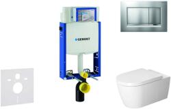 Geberit Kombifix - Fali WC modul nyomógombbal Sigma30, matt króm/króm + Duravit ME by Starck - WC és ülőke, perem nélküli, SoftClose 110.302. 00.5 NM7 (110.302.00.5 NM7)