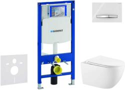 Geberit Duofix - Előfali szerelő készlet, Gaia WC és softclose ülőke, gombos Sigma50, króm/alpesi fehér SANI11CA3141 (SANI11CA3141)
