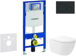 Geberit Duofix - Előfali szerelő készlet, Oudee Vortex WC és softclose ülőke, Sigma20 vezérlőgomb, matt fekete/fekete SANI11CA5146 (SANI11CA5146)