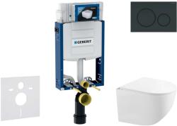 Geberit Kombifix - Előfali szerelő készlet, Gaia kompakt WC és softclose ülőke, Sigma20 vezérlőgomb, fényes fekete/matt fekete SANI15CA5124 (SANI15CA5124)