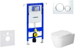 Geberit Duofix - Fali WC modul nyomógombbal Sigma20, fehér/fényes króm + Duravit ME by Starck - WC és ülőkéje, perem nélküli, SoftClose 111.355. 00.5 NM4 (111.355.00.5 NM4)