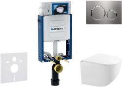 Geberit Kombifix - Előfali szerelő készlet, Gaia kompakt WC és softclose ülőke, Sigma20 vezérlőgomb, acél SANI15CA6103 (SANI15CA6103)