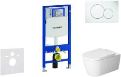 Geberit Duofix - Fali WC modul nyomógombbal Sigma01, alpesi fehér + Duravit ME by Starck - WC és ülőkéje, perem nélküli, SoftClose 111.300. 00.5 NM1 (111.300.00.5 NM1)