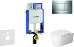 Geberit Kombifix - WC modul nyomógombbal Sigma30, fényes króm/matt króm + Duravit ME by Starck - WC és ülőke, perem nélküli, SoftClose 110.302. 00.5 NM6 (110.302.00.5 NM6)