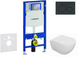 Geberit Duofix - Előfali szerelő készlet, Oudee WC és softclose ülőke, Sigma20 vezérlőgomb, fényes fekete/matt fekete SANI11CA5110 (SANI11CA5110)