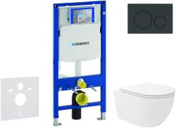 Geberit Duofix - Előfali szerelő készlet, Oudee Vortex WC és softclose ülőke, Sigma20 vezérlőgomb, fényes fekete/matt fekete SANI11CA5154 (SANI11CA5154)