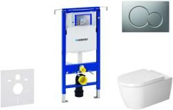 Geberit Duofix - Fali WC modul nyomógombbal Sigma01, matt króm + Duravit ME by Starck - WC és ülőke, perem nélküli, SoftClose 111.355. 00.5 NM3 (111.355.00.5 NM3)