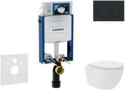 Geberit Kombifix - Előfali szerelő készlet, kompakt WC Oudee Vortex és softclose ülőke, Sigma20 vezérlőgomb, matt fekete/fekete SANI15CA5131 (SANI15CA5131)