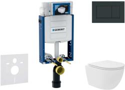 Geberit Kombifix - Előfali szerelő készlet, kompakt WC Oudee Vortex és softclose ülőke, Sigma30 vezérlőgomb, fényes fekete/matt fekete SANI15CA5132 (SANI15CA5132)