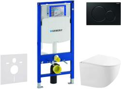 Geberit Duofix - Előfali szerelő készlet, kompakt WC Gaia, softclose ülőke, Sigma01 vezérlőgomb, fekete SANI11CA5117 (SANI11CA5117)