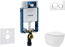 Geberit Kombifix - Előfali szerelő készlet, kompakt WC Oudee Vortex és softclose ülőke, Sigma20 vezérlőgomb, fehér/króm SANI15CA3135 (SANI15CA3135)
