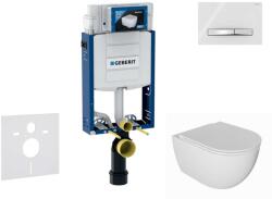 Geberit Kombifix - Előfali szerelő készlet, Oudee WC és softclose ülőke, Sigma50 vezélőgomb, króm/alpesi fehér SANI15CA3123 (SANI15CA3123)