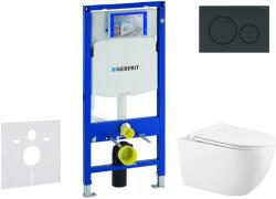 Geberit Duofix - Előfali szerelő készlet, Gaia WC és softclose ülőke, Sigma20 vezérlőgomb, fényes fekete/matt fekete SANI11CA5137 (SANI11CA5137)