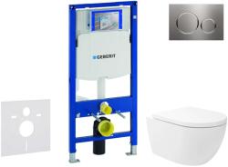 Geberit Duofix - Előfali szerelő készlet, Oudee Vortex WC és softclose ülőke, Sigma20 vezérlőgomb, acél SANI11CA6107 (SANI11CA6107)