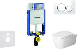 Geberit Kombifix - Fali WC modul nyomógombbal Sigma20, fehér/fényes króm + Duravit ME by Starck - WC és ülőkéje, perem nélküli, SoftClose 110.302. 00.5 NM4 (110.302.00.5 NM4)