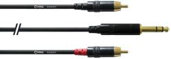 Cordial - CFY 1, 5 VCC REAN Jack 6, 3 mm stereó arany / 2 x RCA arany 1, 5 m