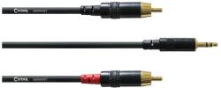 Cordial - CFY 1, 5 WCC REAN 3, 5 mm sztereo / 2 x RCA arany 1, 5 m - dj-sound-light