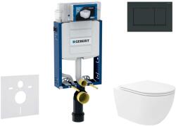 Geberit Kombifix - Előfali szerelő készlet, Oudee Vortex WC és softclose ülőke, Sigma30 vezérlőgomb, fényes fekete/matt fekete SANI15CA5142 (SANI15CA5142)