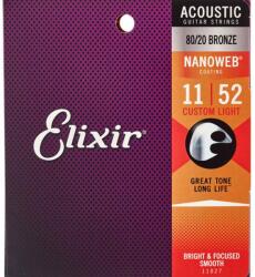 ELIXIR - 011 - 052 NanoWeb 80/20 Bronze Custom Light Akusztikus gitárhúr