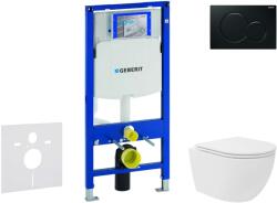 Geberit Duofix - Előfali szerelő készlet, kompakt WC Oudee Vortex és softclose ülőke, Sigma01 vezérlőgomb, fekete SANI11CA5139 (SANI11CA5139)