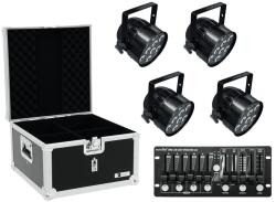 EUROLITE Set 4x LED PAR-56 HCL bk + Case + Controller