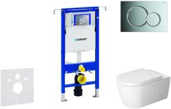 Geberit Duofix - Fali WC modul nyomógombbal Sigma01, fényes króm + Duravit ME by Starck - WC és ülőke, perem nélküli, SoftClose 111.355. 00.5 NM2 (111.355.00.5 NM2)