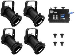EUROLITE Set 4x PAR-16 Spot bk dim2warm + EDX-4 DMX RDM LED Dimmer pack
