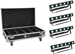 EUROLITE Set 4x AKKU Bar-6 QCL + Flightcase with charging function