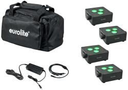 EUROLITE Set 4x AKKU IP Flat Light 3 bk + Charger + Soft-Bag
