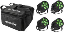 EUROLITE Set 4x LED Silent Par 6 QCL Floor bk + Soft Bag