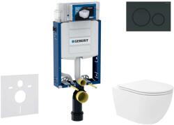 Geberit Kombifix - Előfali szerelő készlet, Oudee Vortex WC és softclose ülőke, Sigma20 vezérlőgomb, fényes fekete/matt fekete SANI15CA5143 (SANI15CA5143)