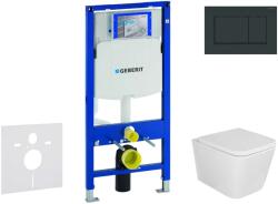 Geberit Duofix - Előfali szerelő készlet, Arkas I WC és softclose ülőke, Sigma30 vezérlőgomb, fényes fekete/matt fekete SANI11CA5125 (SANI11CA5125)