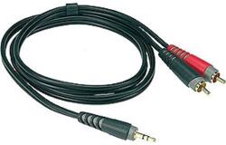 KLOTZ - Y kábel, JACK-RCA 6 m Klotz aranyozott 3, 5 JACK3 - 2xRCA csatlakozók PCU201-Z fekete kábel - dj-sound-light