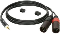 KLOTZ - Y kábel, JACK-XLR, 1 m - Klotz aranyozott 3, 5/JACK3 - 2xAmphenol XLR3m PLU csatlakozók, + PCU201-Z fekete kábel - dj-sound-light