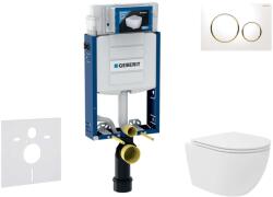 Geberit Kombifix - Előfali szerelő készlet, kompakt WC Oudee Vortex és softclose ülőke, Sigma20 vezérlőgomb, fehér/aranyozott SANI15CA3137 (SANI15CA3137)